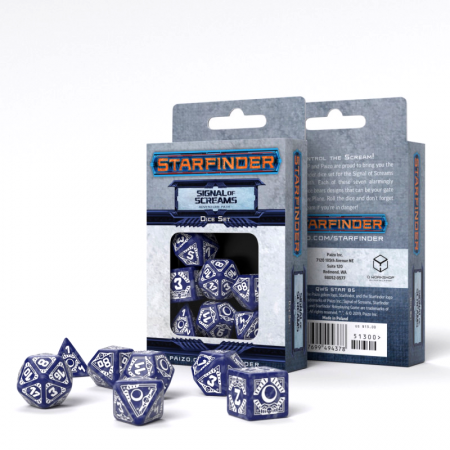 Starfinder Signal Of Screams kauliukų rinkinys tamsiai mėlynos ir baltos sp